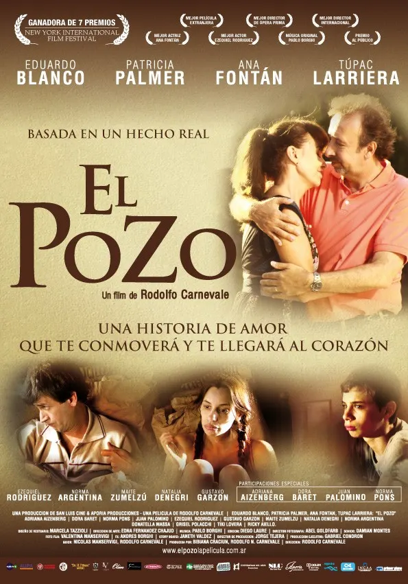 Arte gráfico original de El pozo con afiche y fotografías del elenco.